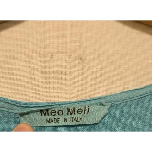 Meo Meli Linen Jumpsuit Womens One Size Blue Wide Leg Made In Italy - Picture 4 of 6
